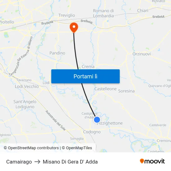 Camairago to Misano Di Gera D' Adda map