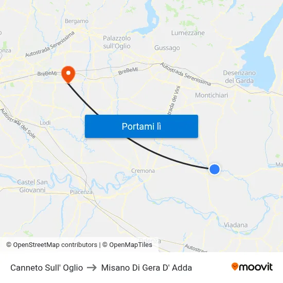 Canneto Sull' Oglio to Misano Di Gera D' Adda map
