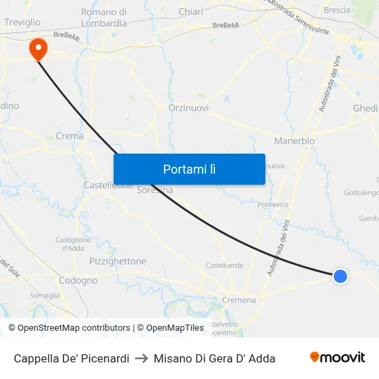 Cappella De' Picenardi to Misano Di Gera D' Adda map