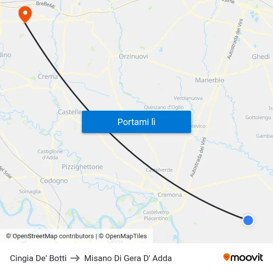 Cingia De' Botti to Misano Di Gera D' Adda map
