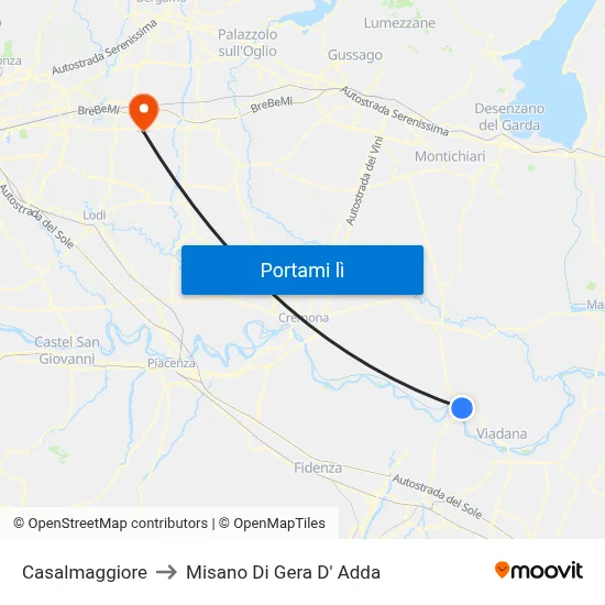 Casalmaggiore to Misano Di Gera D' Adda map