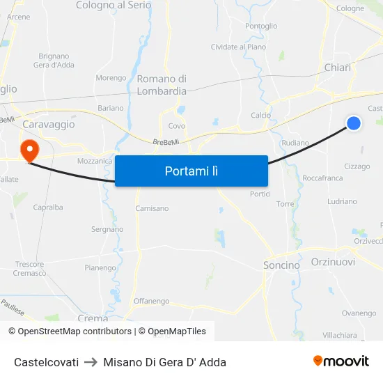 Castelcovati to Misano Di Gera D' Adda map