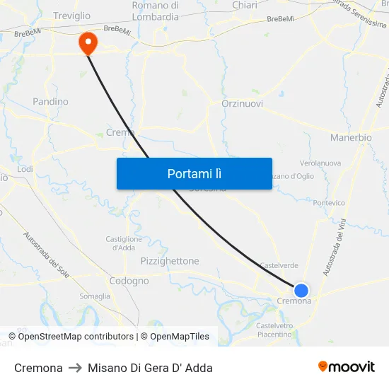 Cremona to Misano Di Gera D' Adda map