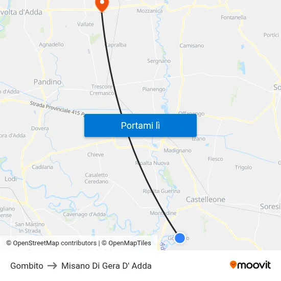 Gombito to Misano Di Gera D' Adda map