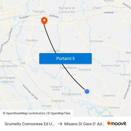 Grumello Cremonese Ed Uniti to Misano Di Gera D' Adda map