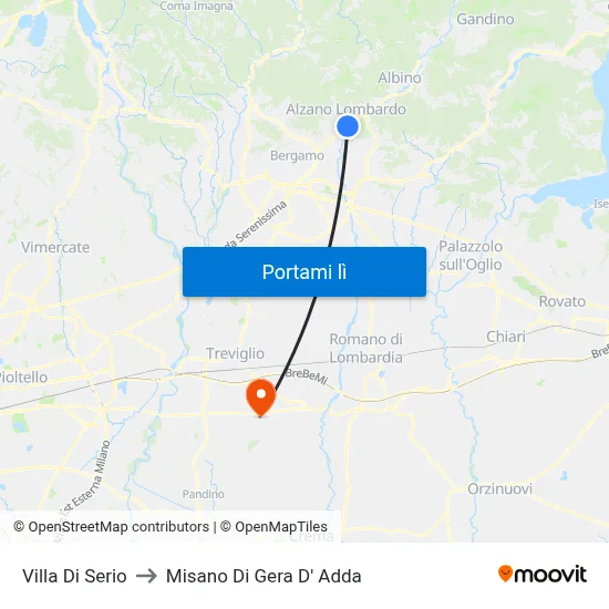 Villa Di Serio to Misano Di Gera D' Adda map