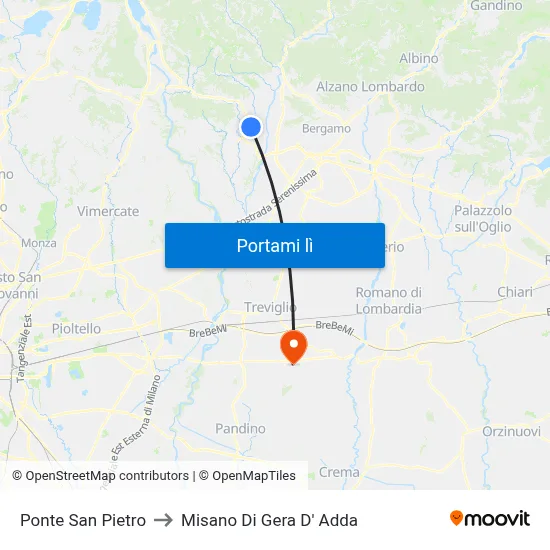 Ponte San Pietro to Misano Di Gera D' Adda map