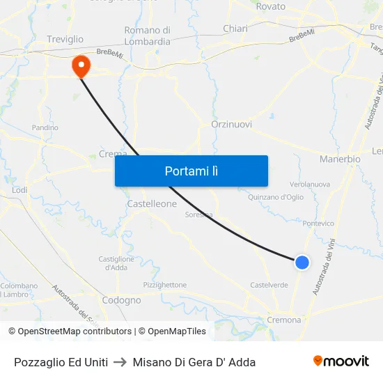 Pozzaglio Ed Uniti to Misano Di Gera D' Adda map