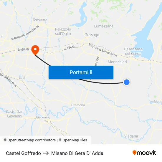 Castel Goffredo to Misano Di Gera D' Adda map