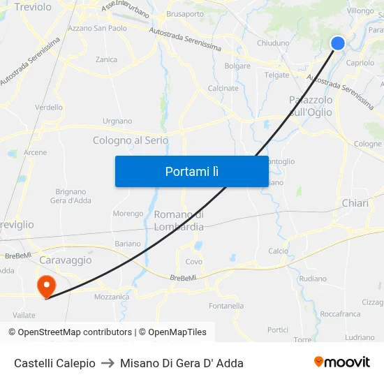Castelli Calepio to Misano Di Gera D' Adda map