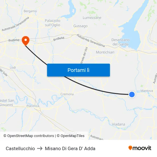 Castellucchio to Misano Di Gera D' Adda map