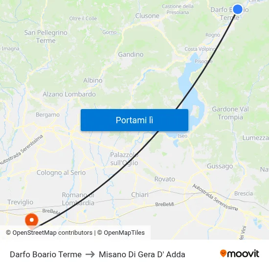 Darfo Boario Terme to Misano Di Gera D' Adda map