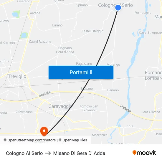 Cologno Al Serio to Misano Di Gera D' Adda map