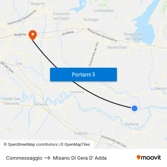 Commessaggio to Misano Di Gera D' Adda map