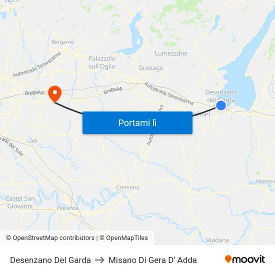 Desenzano Del Garda to Misano Di Gera D' Adda map