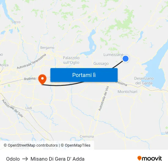 Odolo to Misano Di Gera D' Adda map