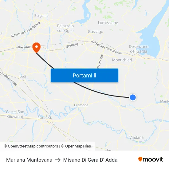 Mariana Mantovana to Misano Di Gera D' Adda map
