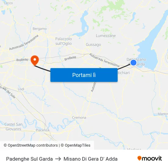 Padenghe Sul Garda to Misano Di Gera D' Adda map