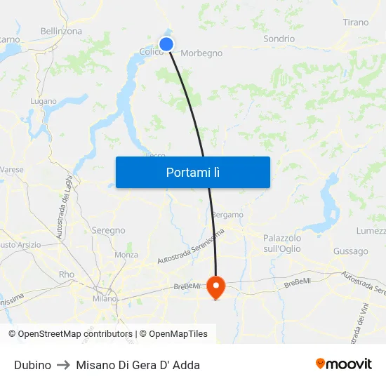 Dubino to Misano Di Gera D' Adda map