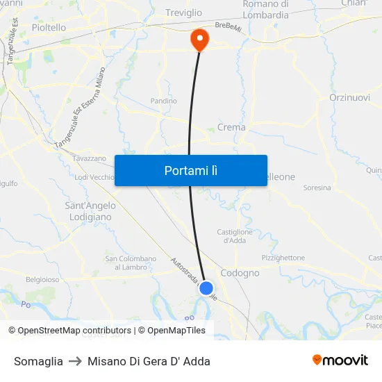 Somaglia to Misano Di Gera D' Adda map