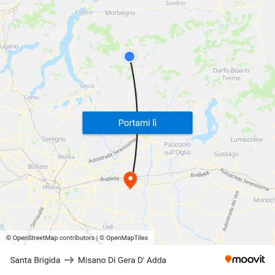 Santa Brigida to Misano Di Gera D' Adda map