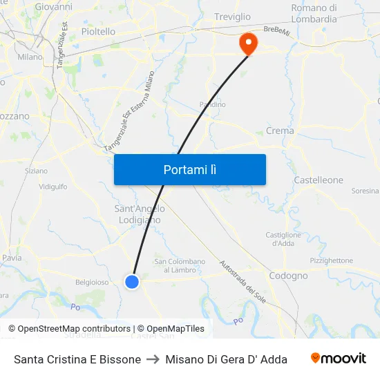 Santa Cristina E Bissone to Misano Di Gera D' Adda map