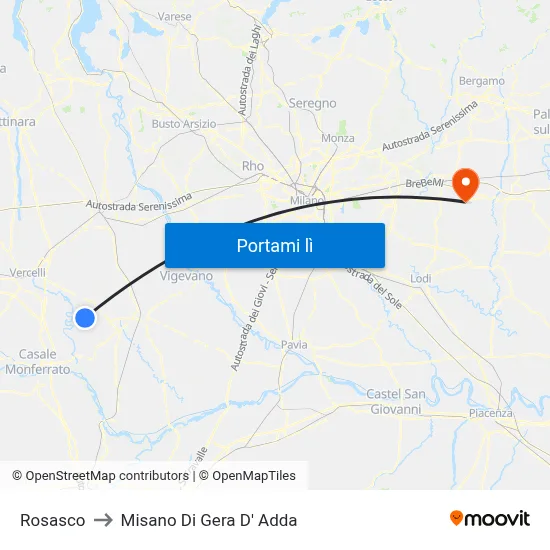 Rosasco to Misano Di Gera D' Adda map