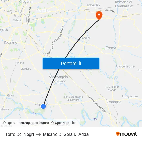 Torre De' Negri to Misano Di Gera D' Adda map