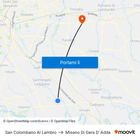San Colombano Al Lambro to Misano Di Gera D' Adda map
