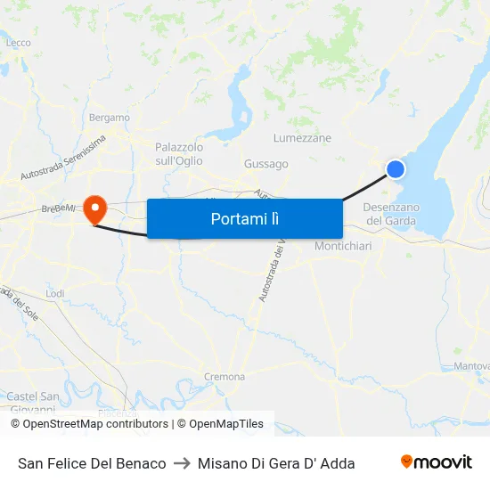 San Felice Del Benaco to Misano Di Gera D' Adda map