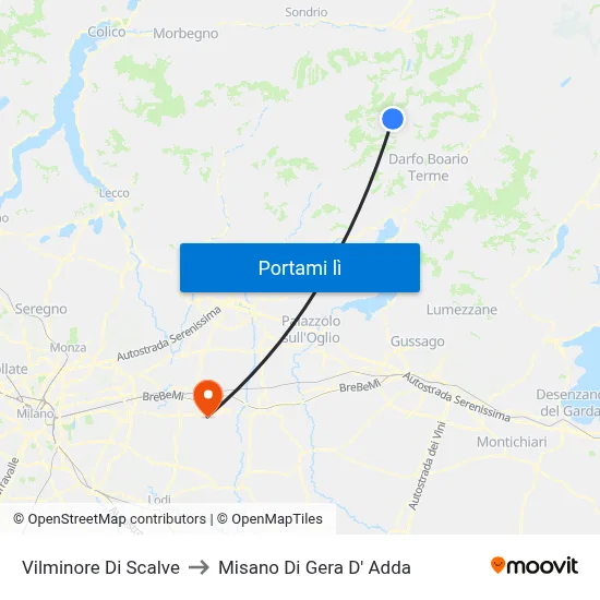 Vilminore Di Scalve to Misano Di Gera D' Adda map