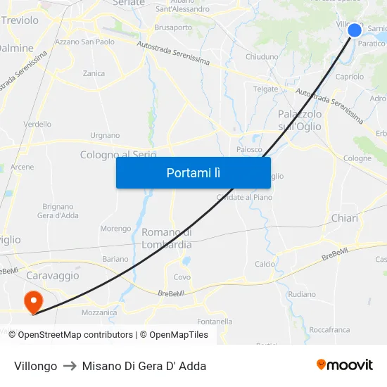 Villongo to Misano Di Gera D' Adda map