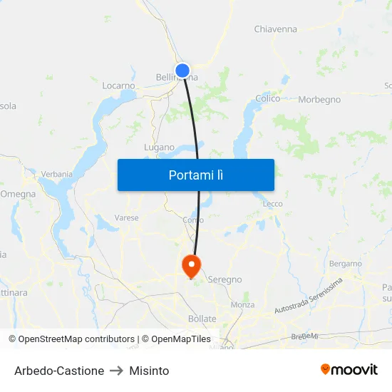Arbedo-Castione to Misinto map