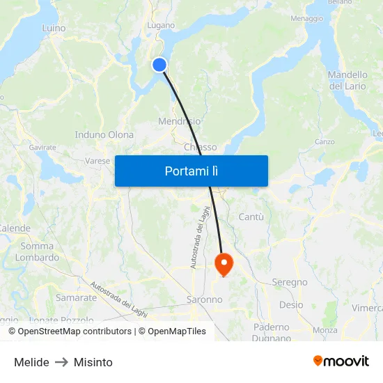 Melide to Misinto map