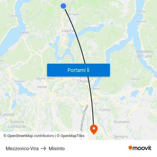 Mezzovico-Vira to Misinto map
