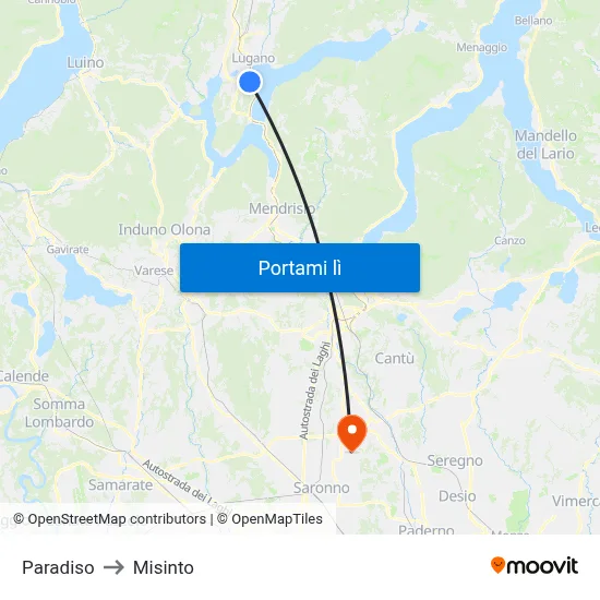 Paradiso to Misinto map