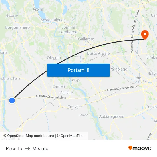 Recetto to Misinto map