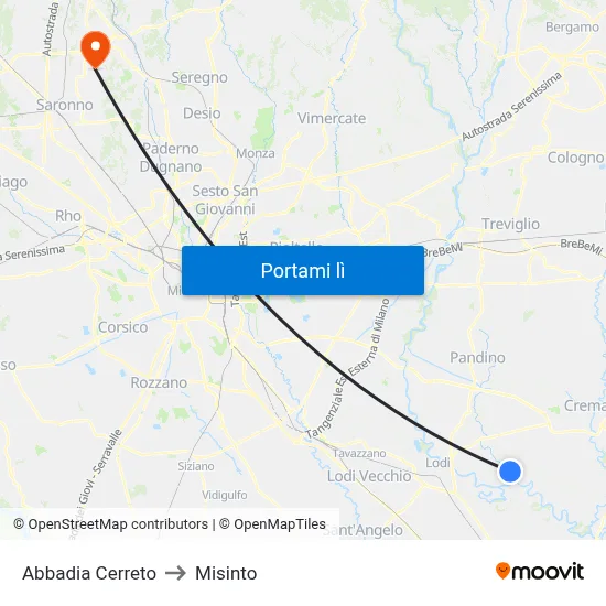 Abbadia Cerreto to Misinto map