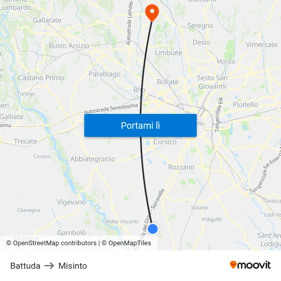 Battuda to Misinto map