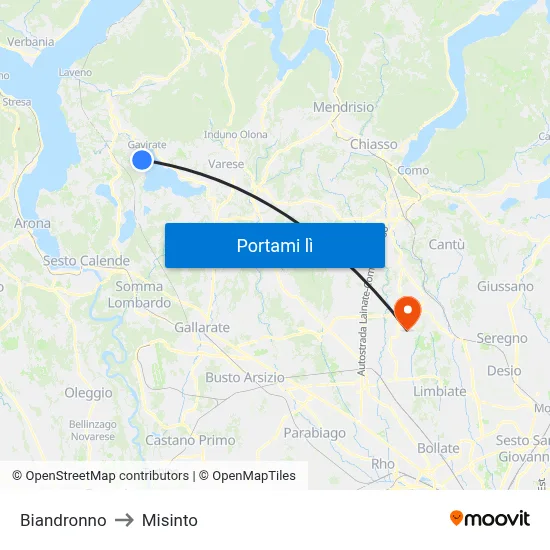 Biandronno to Misinto map