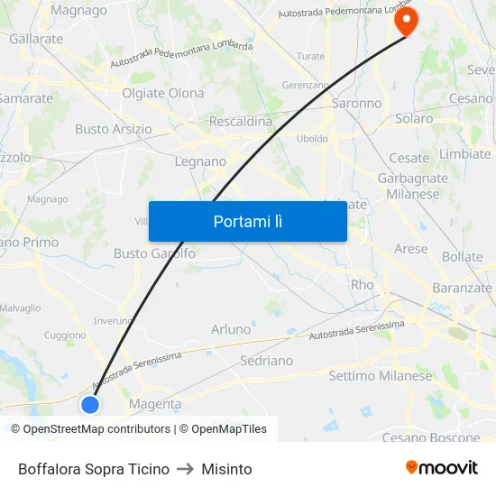 Boffalora Sopra Ticino to Misinto map