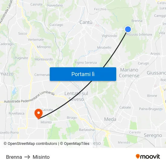 Brenna to Misinto map