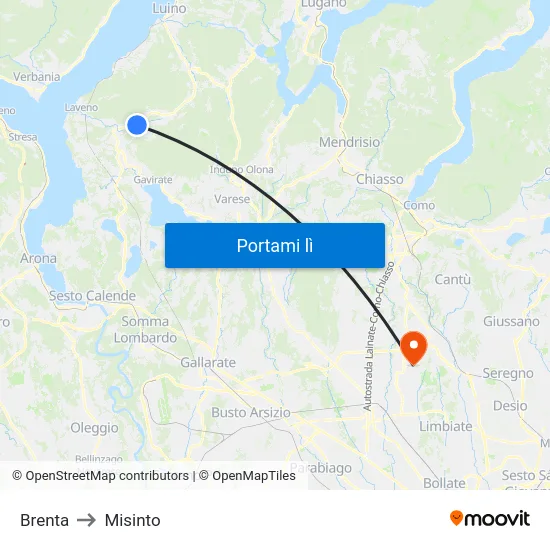 Brenta to Misinto map