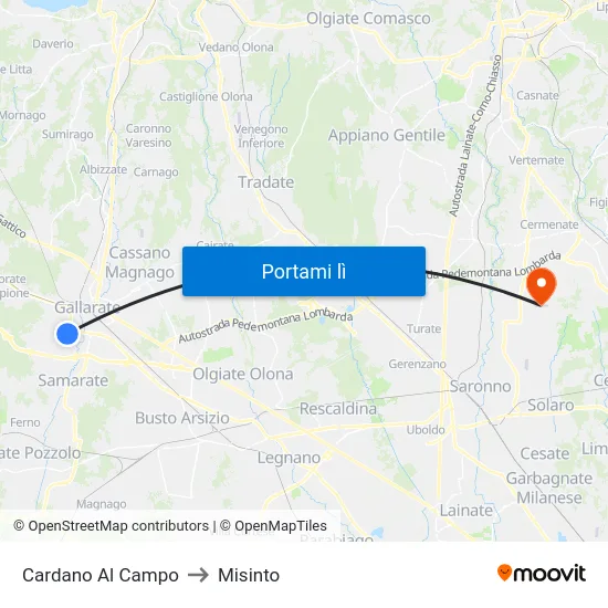 Cardano Al Campo to Misinto map
