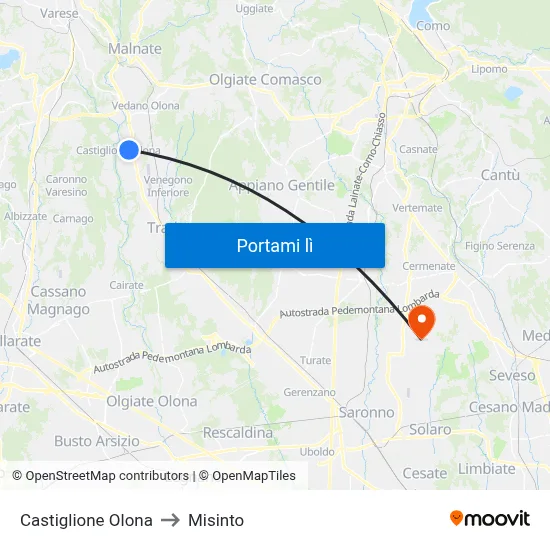 Castiglione Olona to Misinto map