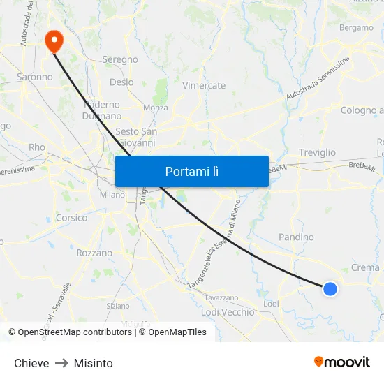 Chieve to Misinto map