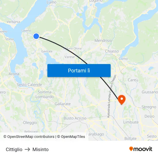 Cittiglio to Misinto map