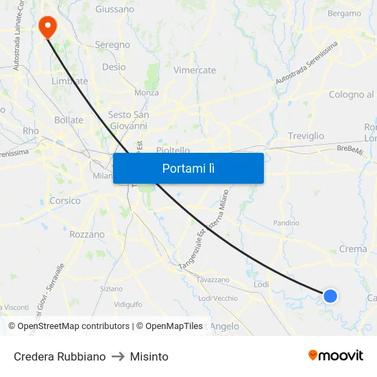 Credera Rubbiano to Misinto map