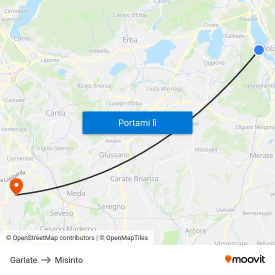 Garlate to Misinto map