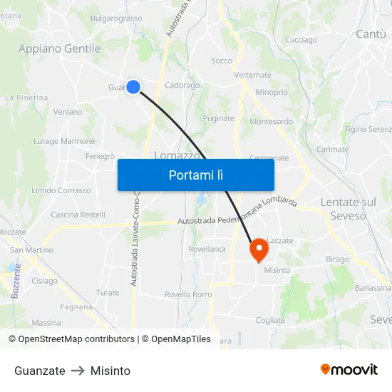 Guanzate to Misinto map